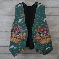 Noah's Ark Tapestry Vest Animals Elephant Lion Giraffe Zebra Dolphin M - L