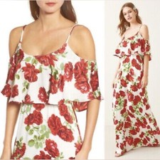 Show Me Your Mumu Caitlin Rose Print Off the Shoulder Ruffle Maxi Dress Small