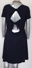 NWT LOFT PLUS DOUBLE BOW BACK KNEE DRESS SIZE 24 FIT FLARE SHORT SLEEVE ZIP Blue