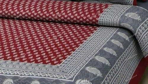 Drap Plat Mandala En Coton Maroon Avec 2 Taies D'Oreiller Double - Photo 3/4