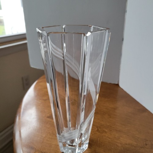 Vintage Mikasa Tall Heavy Groved Crystal Vase Yugoslavia - Picture 6 of 22
