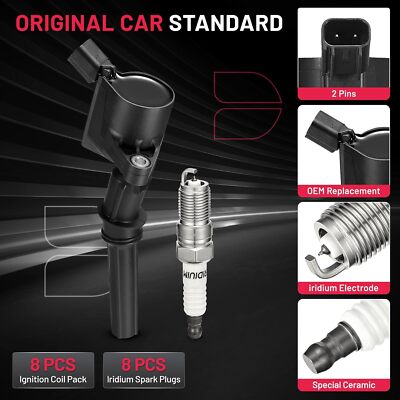 8 Pack Ignition Coils w/ Spark Plugs SP479 For Mercury Grand