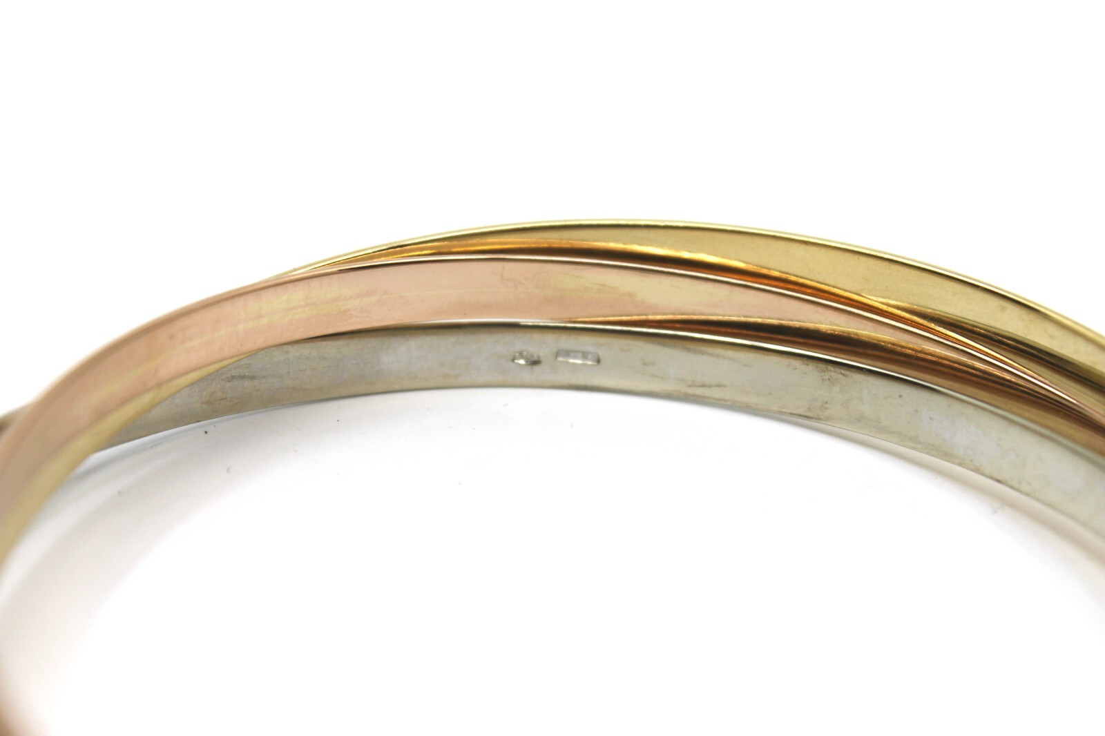 18k Solid Gold Interlocking Intertwined Tricolor … - image 7