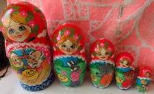 Superb quality fairy tale 'Kolobok' RUSSIAN NESTING DOLL 5 PCS  LARGE 6.8* #5S