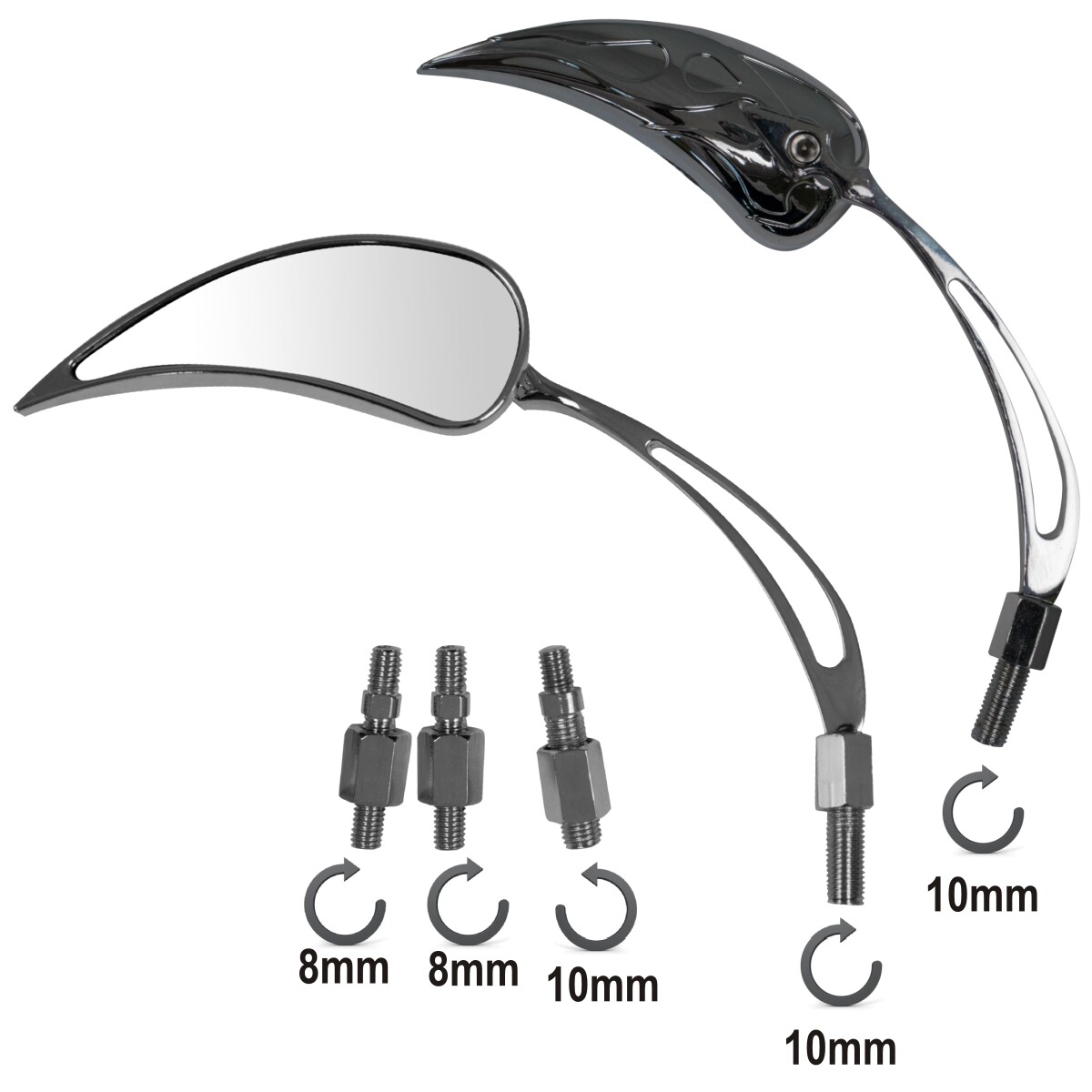 Custom Style Motorcycle Motorbike Chrome Short Stem Handlebar Mirror  DX+SX