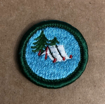 CAMPING tent tree   Girl Scout Troop Patch Badge Crest   (sew or iron on) scouts