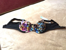 Goddess 36G Kayla Black/Floral Print Underwire Bra Style 6162BLC NWT