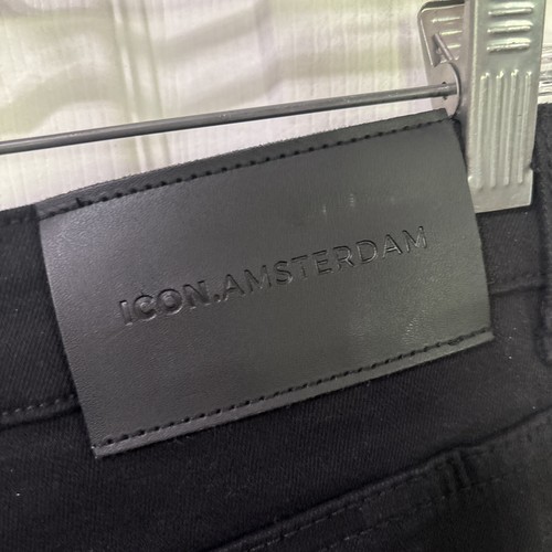 Pantalones de mezclilla al tobillo Lorenzo elásticos negros para hombre 30 elásticos ajustados nuevos con etiquetas Icon Amsterdam - Imagen 7 de 8