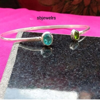 Citrine,Blue Topaz 925 Sterling Silver Cuff Jewelry Handmade Wedding Gift  E-738