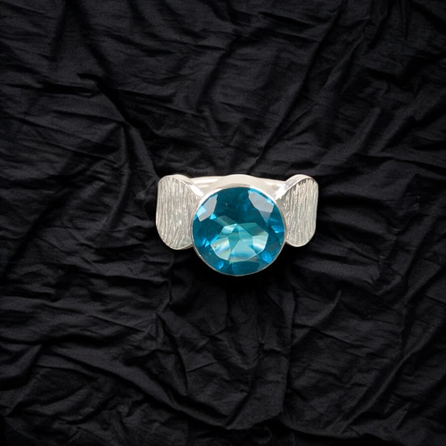 Swiss Blue Topaz Gemstone Handmade 925 Sterling Silver Design Jewelry Ring Gift