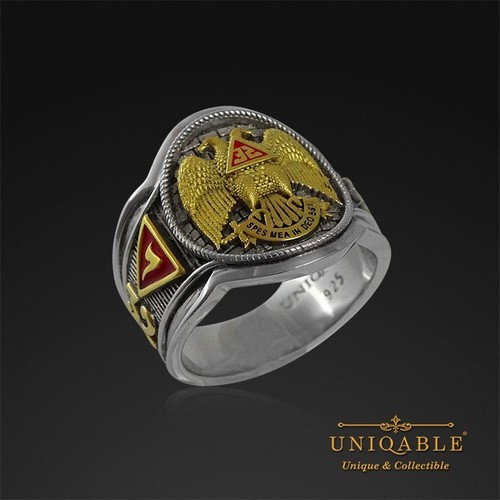 Anello massonico di rito scozzese rito massonico oro .925 placcato da UNICO - Foto 9 di 12