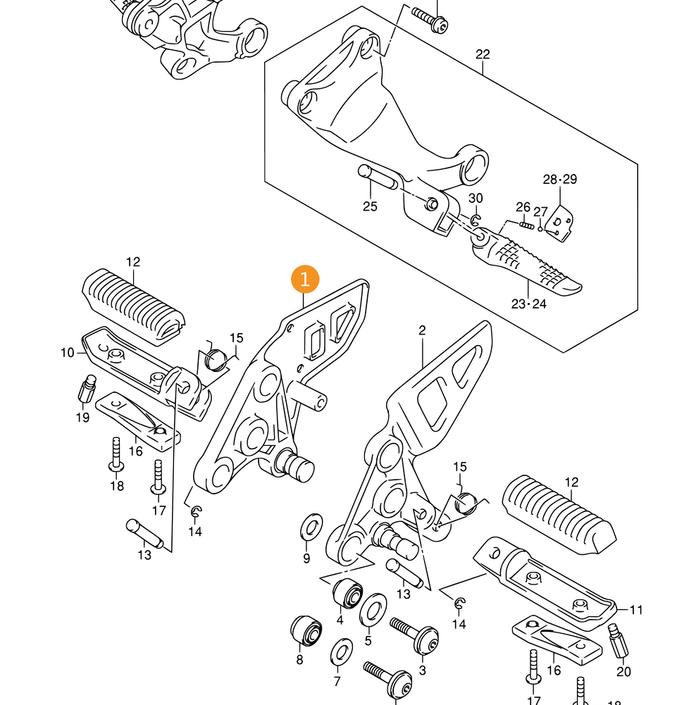 GENUINE SUZUKI R/H FRONT FOOTREST BRACKET 43510-24F00 GSX1300R