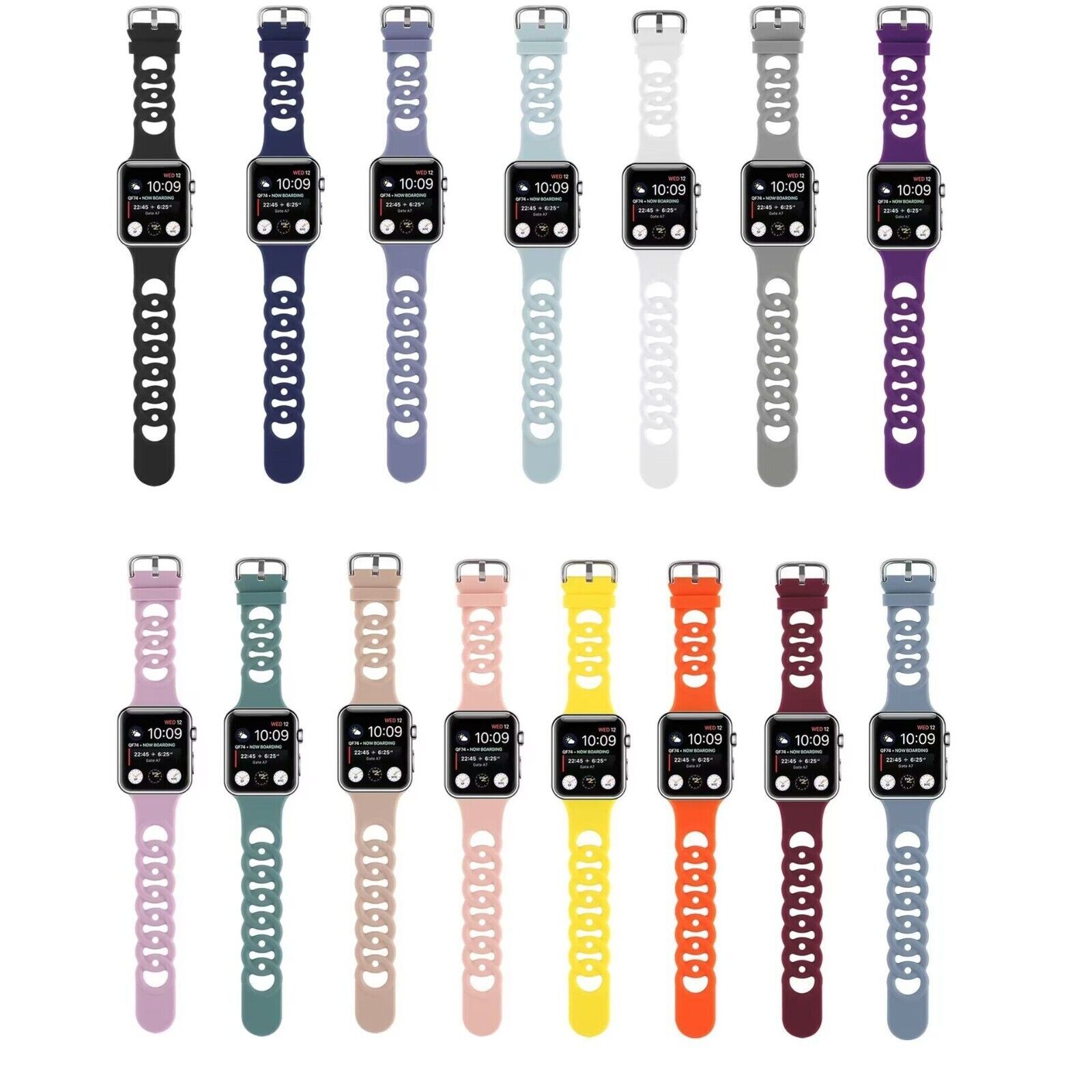Women Silicone Band Strap for Apple Watch Series 9 8 7 6 5 4 SE 40/44/41/45mm