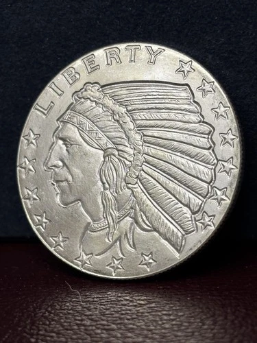 1/2 oz .999 Silver Incuse Indian Round BU Golden State Mint Fractional Bullion