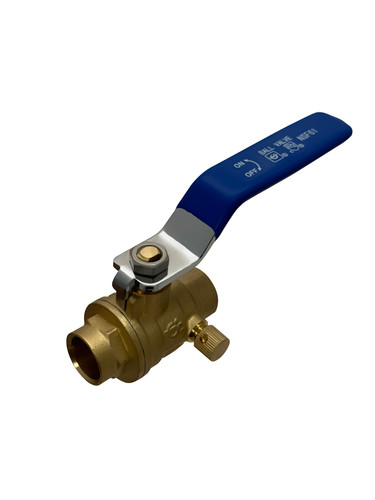 1 Pack XFITTING 1/2" Sweat Ball Valve w. Drain & Cap , Lead Free Brass , 600 WOG
