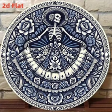 8" Skull Dancer Aluminum Art - Retro 2D Design, Versatile Decor