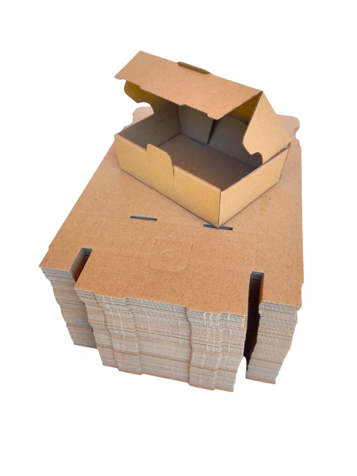 100 Caja de cartón automontable 16 x 11 x 5 cm postal envíos caja solapas marrón
