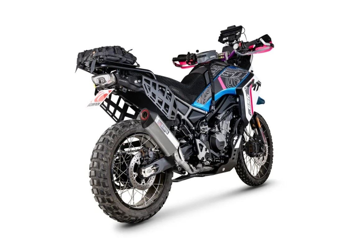 Scorpion Exhaust Brushed Stainless Serket Parallel Slip-on CFMoto 450 MT 24-26