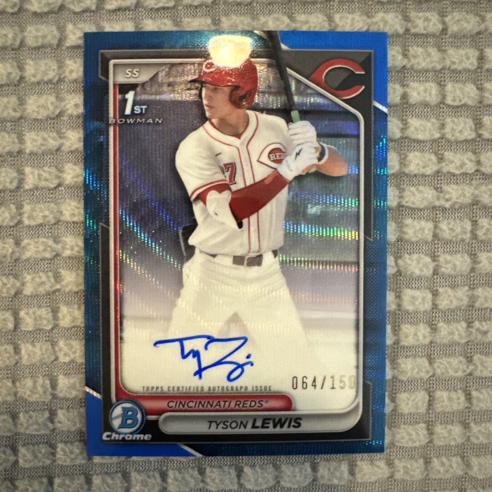 2024 Bowman Chrome Tyson Lewis 1st Bowman Auto Blue Wave Refractor CPA-TL  /150