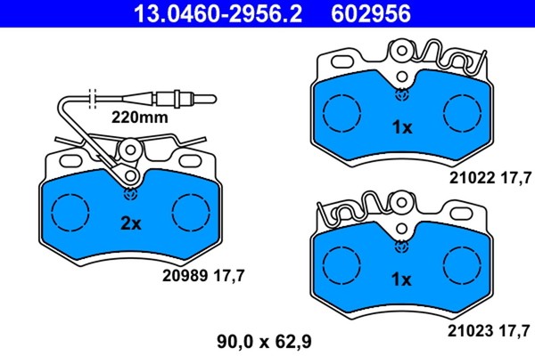 ATE Bremsbelagsatz Scheibenbremse 13.0460-2956.2 FüR 20A 309 10A 741A Peugeot 3A-image