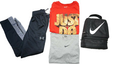Youth Boys Lot 4 UNDER ARMOUR  NIKE Joggers, Lunchbox  Shirts Kids Sz Small