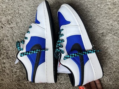 Jordan Air Jordan 1 Low Top Colorblock White/Blue/Black Lace-Up Sneakers