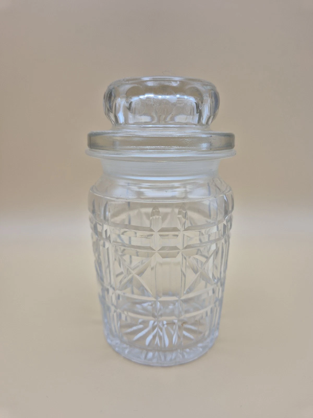 Vintage Clear Pressed Glass Lidded Jar Pot Storage Canister Sugar Pot