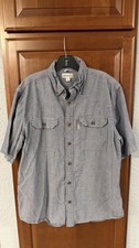 Vtg Carhartt Chambray Button Up Shirt Relaxed Fit Mens Size L Workwear Rugged
