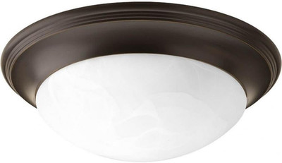 2-Light Alabaster Glass 14'' Close-To-Ceiling, Indoor, P3689-20, Antique Bronze