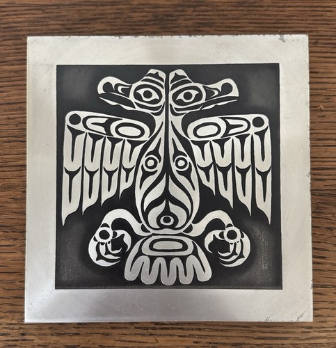 Vintage Eagle Plaque Indigenous Style Etched Aluminum Orchard Studio BC Canada
