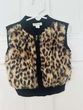 Jcrew Crewcuts Girls Faux Leopard Fur Sweater Vest Size 2