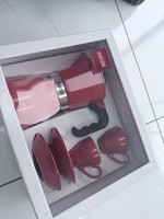 La Cafetiere Classic Espresso Coffee Maker Gift set Percolator Red Cups & Saucer