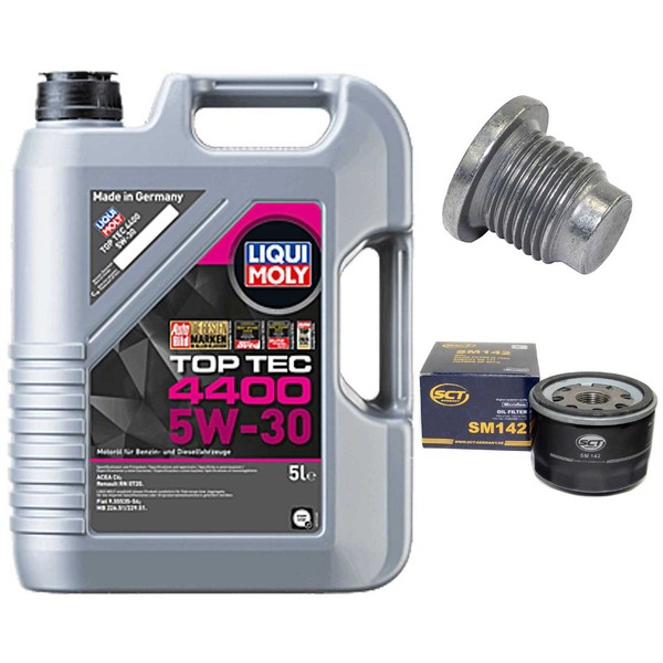 MotoröL Filter Set 5W-30 5 Liter + ÖLablassschraube FüR Renault Megane II 1.5-image