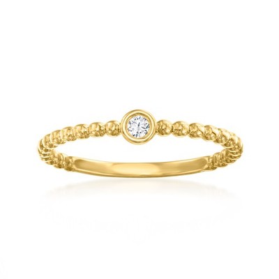 Ross-Simons Bezel-Set Diamond Beaded Ring in 18kt Gold Over Sterling