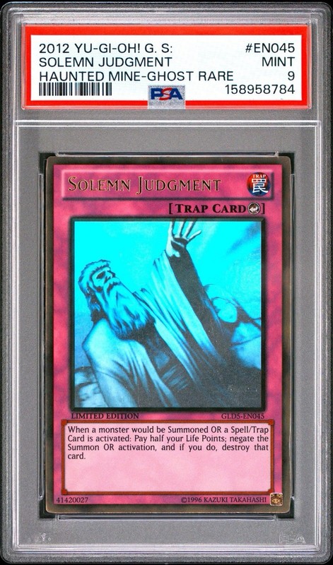 2012 Yu-Gi-Oh! Solemn Judgment Ghost Rare Limited GLD5-EN045 PSA 9