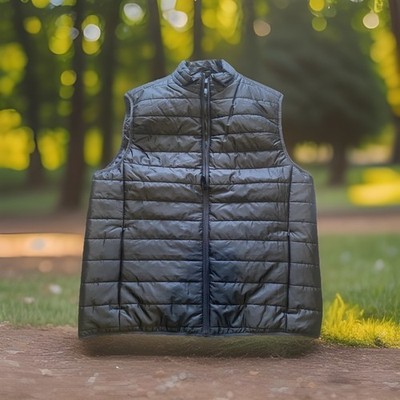 Unisex Elasticated Hem & Arm Quilted Gilet  Winter Pocket Zipper  Vest Golf