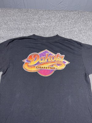 Dakota Cigarettes T Shirt Mens Size XL Black Vintage 1980s Tobacco Advertisement