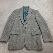 Harris Tweed Jacket Adult 42R Grey Country Hunting Outdoor Weave Blazer Mens