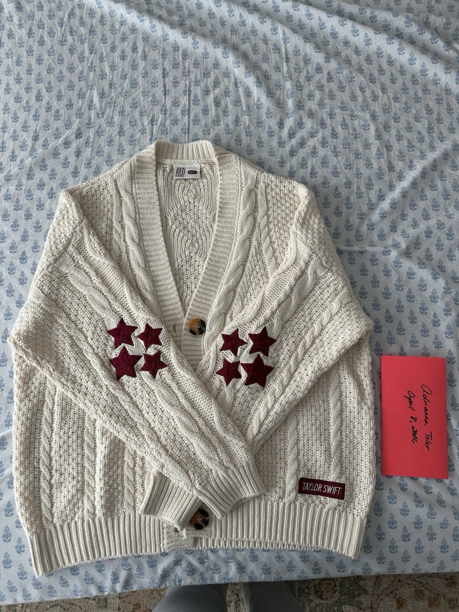 Taylor Swift Red Taylor's Version Cardigan Sweater MD/LG Ivory Red