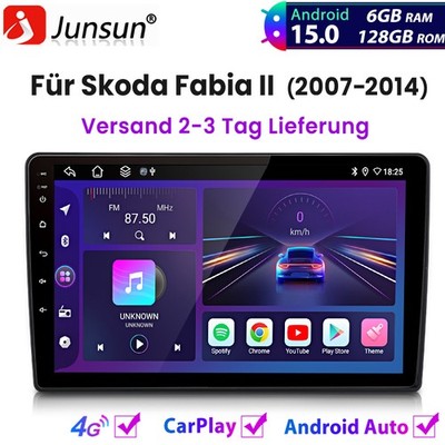 6+128G Für Skoda Fabia II 2007-2014 Android15 Autoradio Carplay GPS Navi BT DAB+