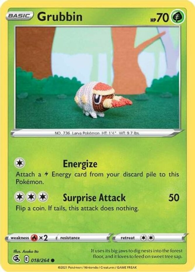 Grubbin - 018/264 - Common (Near Mint) Fusion Strike - Grass Pokémon