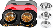 Dog Bowls 2 Stainless Steel Bowl for Pet Water and Food Feeder with Non Spill Sk
