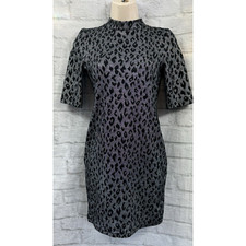 Top Shop Bodycon Dress Silver Black Size 10 Fits 8 Mob Wife Dark Academia Xmas