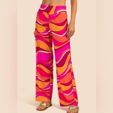 NEW Trina Turk Vivid Vista Swim Pants Coverup Wide Leg Retro Womems Size Medium