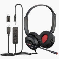 USB Headset with Microphone, 7.1 Surround Sound, Usb-A/Type C/3.5Mm 3-In-1 Wired