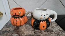🎃Johanna Parker Transpac PUMPKIN PEEP Pumpkin & Ghost Halloween Mug Set! 🎃