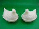 Vintage MCM Mini Hazel Atlas White Milk Glass Chicken Hen on Nest Covered Dishes