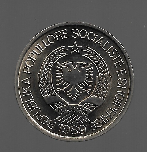 1989 Albanian Coin 2 LEKE. UNC. H28 - Picture 2 of 2