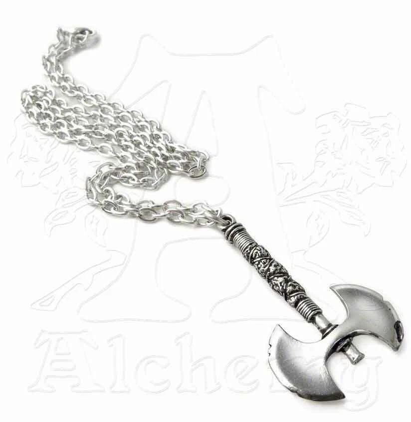 Colgante de doble hacha gótica de alquimia desgaste de metal estilo más antiguo de la alquimia vikinga P11 Foto 3 de 4