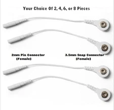 Tens Estim Lead Wire Cable Adapters To Convert 2mm Pin to 3.5mm Snap connection 